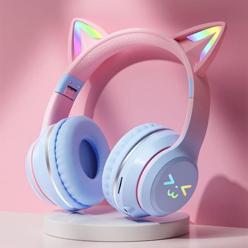 Słuchawki RGB Glow Bezprzewodowe Słuchawki 5.3 Kocie Uszy Bluetooth Słuchawki Sportowe Bluetooth Odtwarzacze MP3 Mikrofon Wyprzedaż Zestaw Słuchawkowy Gamer