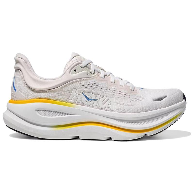 HOKA ONE ONE Bondi 9 Abrasion Resistant Low top Running Shoes Women's White Sneakers 1162012-WGRT