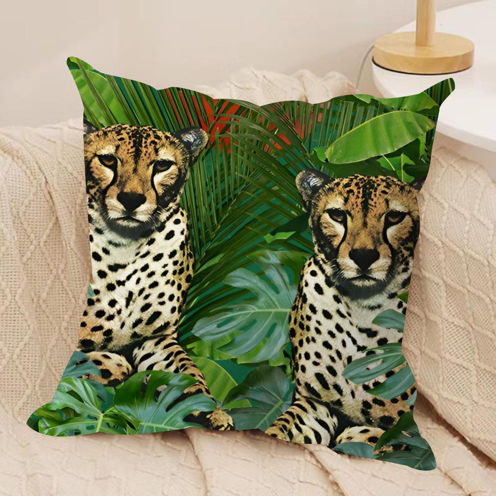 Animal leopard Cushion Cover Silky Short Plush Double-Sided Printed Pillow Case for Sofa All Seasons Home Decor Gift
