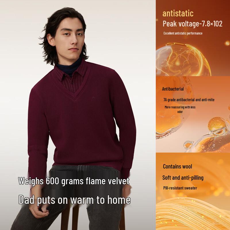Hodo Herren Thermischer Faux-Hemdkragen Strickpullover