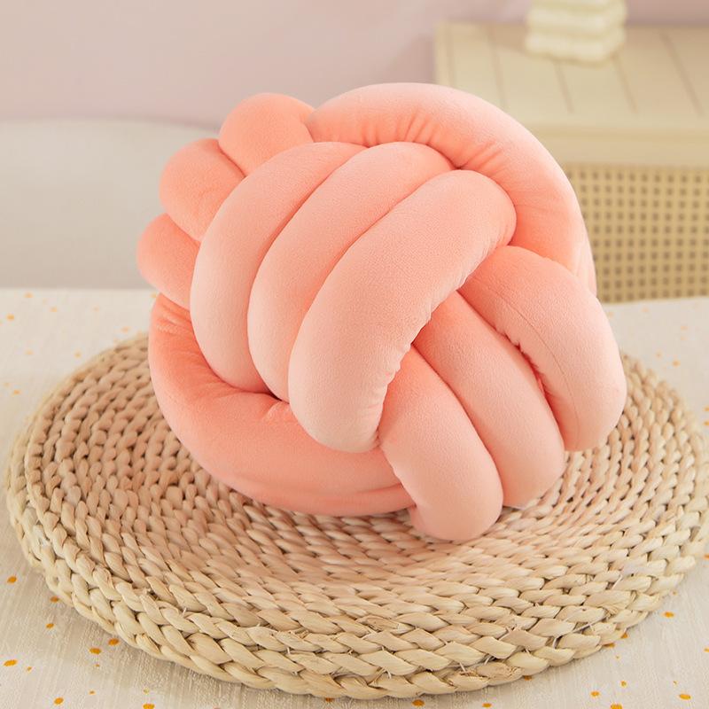 Nordic Hairball Pillow Three-strand Rope Knotted Ball Pillow Hand-woven Velvet Pillow Cushion Knot Bay Window Cushion