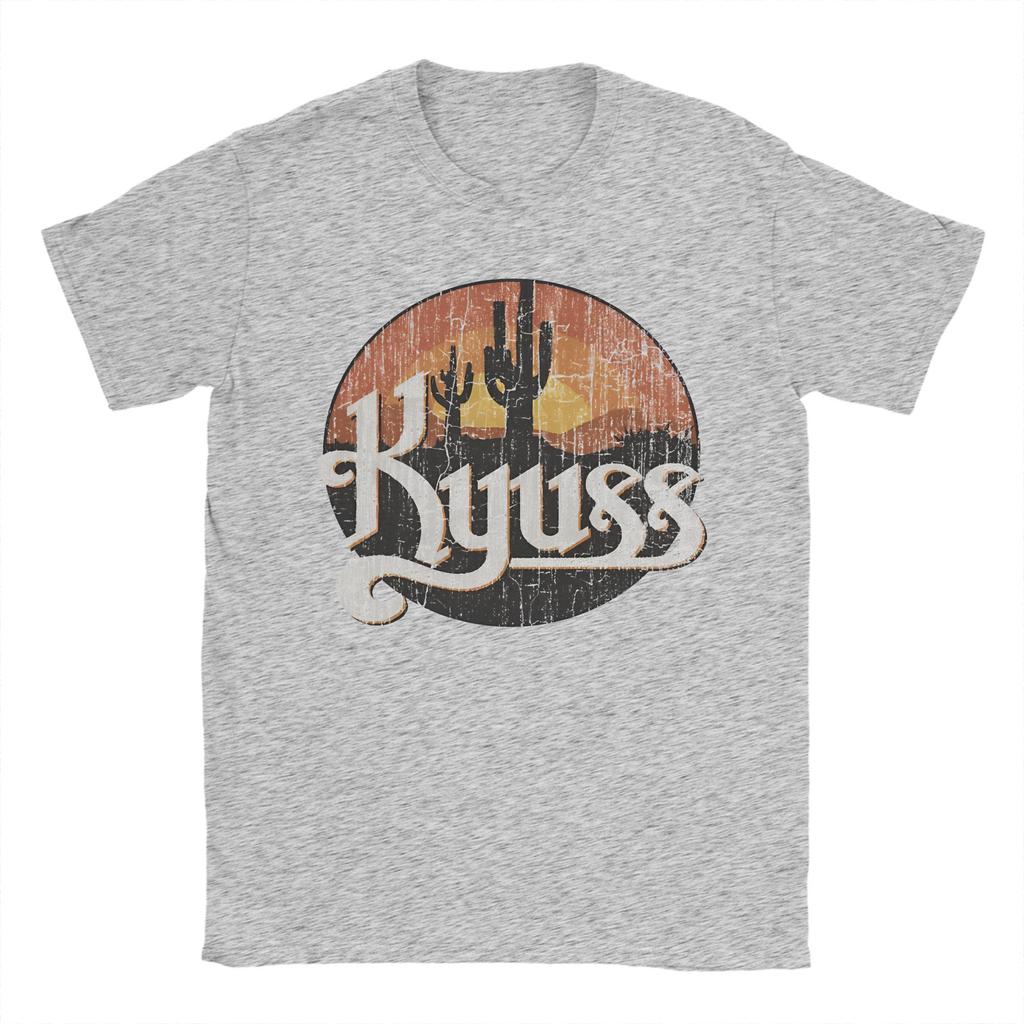Men's T-Shirt Kyuss Sunset 1987 Queens Vintage Pure Cotton Tee Shirt Short Sleeve T Shirts Round Collar Clothing 6XL