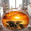 1Pc Elephant Circular Print Rug - home decoration Carpet For Living Room Bedroom Flooring Computer Chair Area Rug