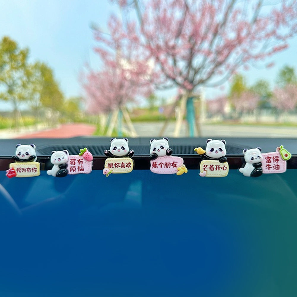 6ks Car Cute Pandas Pryskyřičný ornament Dekorace zpětného zrcátka Středová konzola Ornament pro panenky Interiérové doplňky Auto Ornament