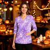 Women's Halloween Costume V-Neck with Pocket Side Slit 3/4 Sleeve Top