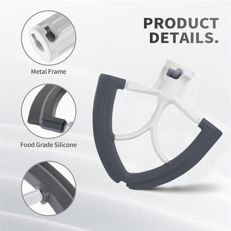 Good-Flex Edge Beater For Kitchenaid 4.5-5 Quart Mixer,Fits Tilt-Head,With Flexible Silicone Edges Bowl Scraper
