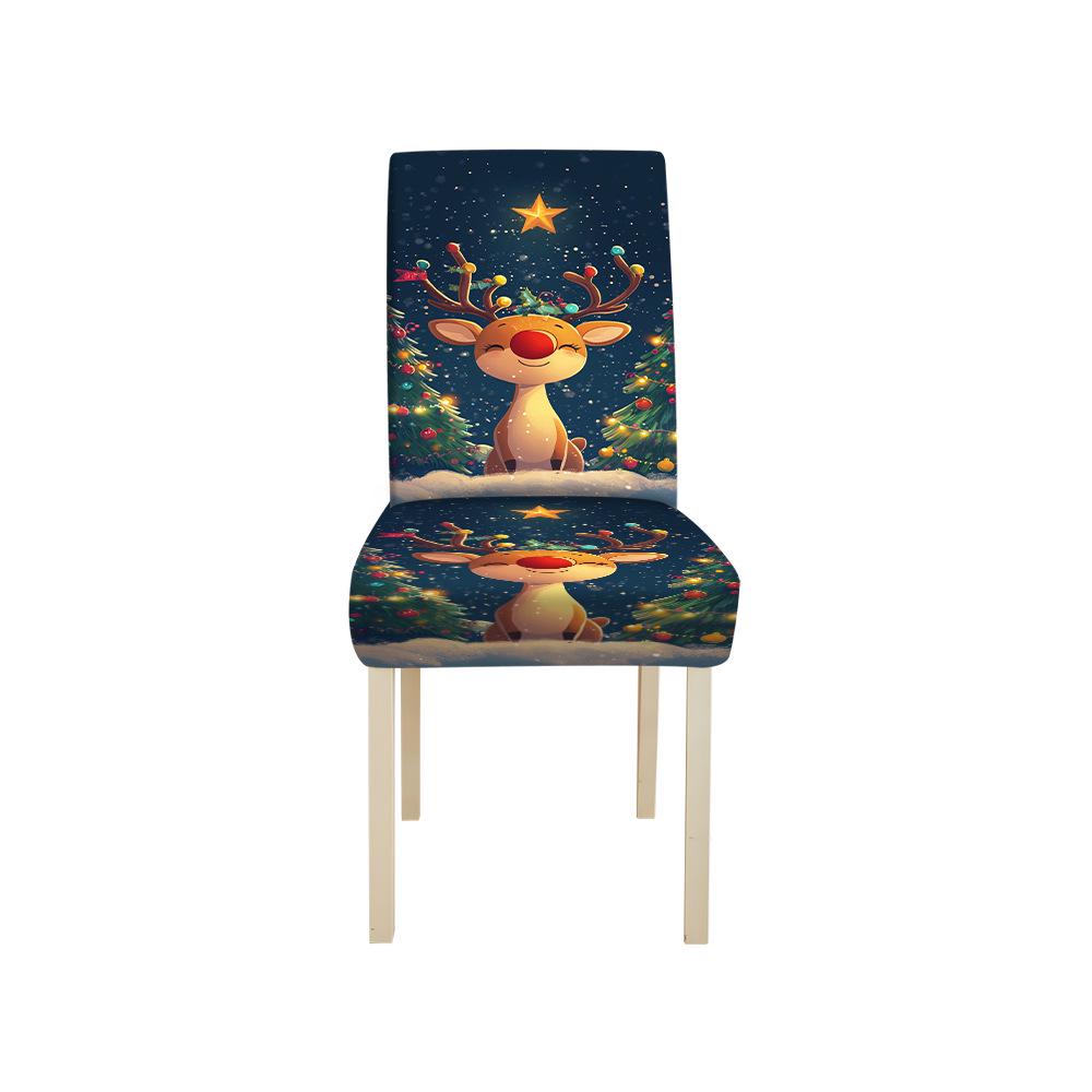 Festive Christmas Stretch Chair Cover - Dustproof Print Decoration