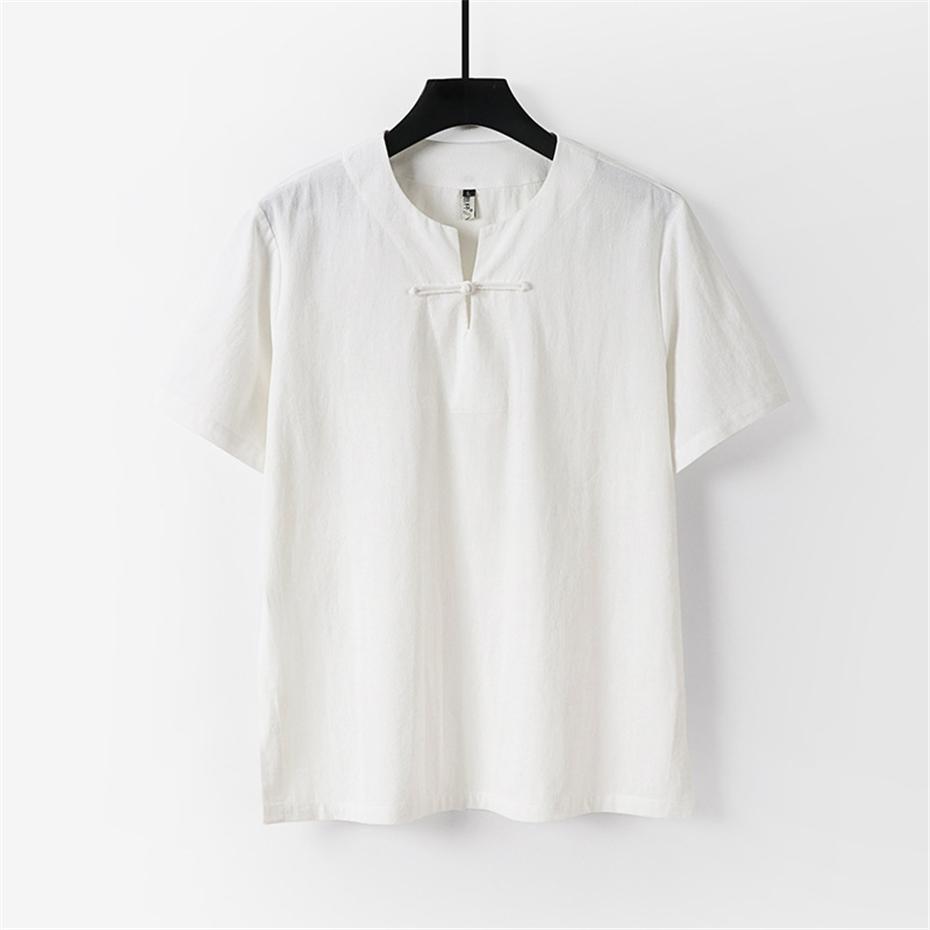 Summer Men Linen T-shirt Fashion Casual Solid Color Male Plus Size 9XL Traditional Style