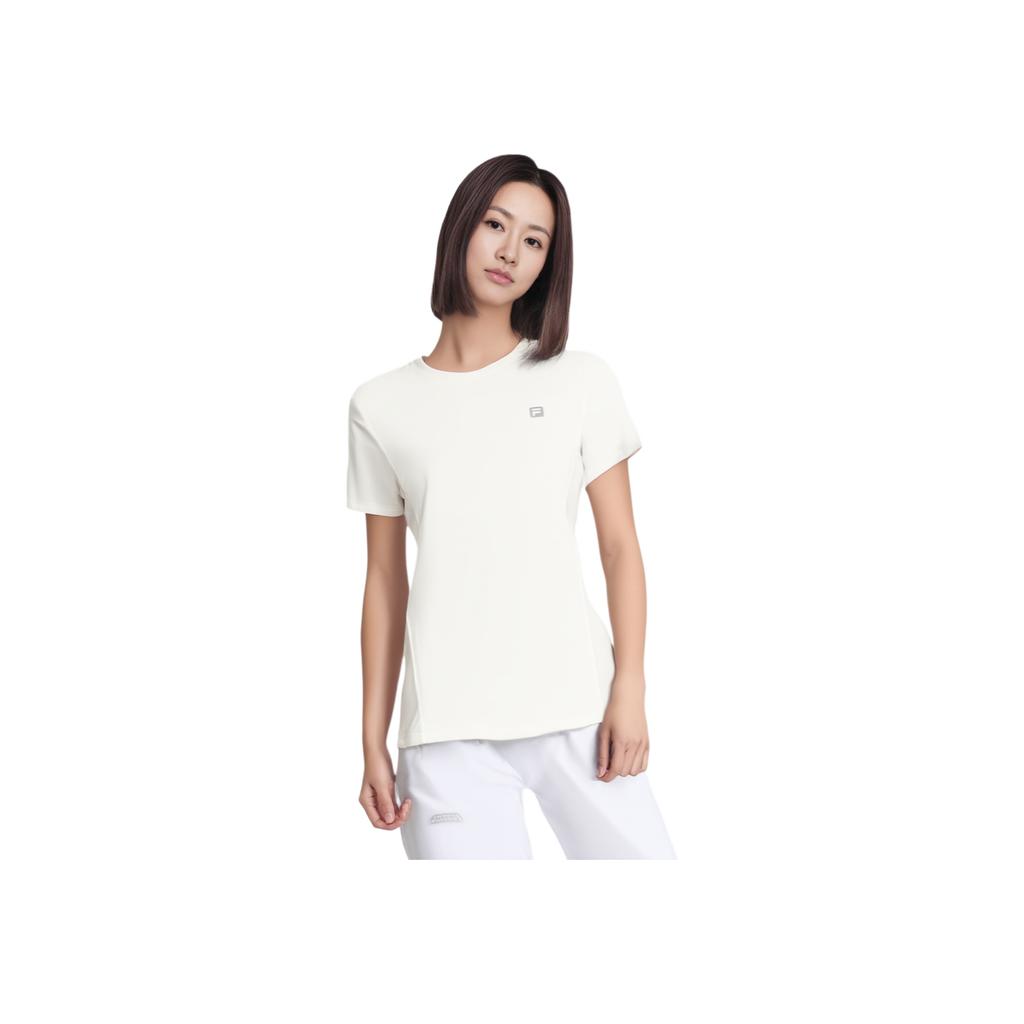 FILA Fitness Comfortable Versatile Short Sleeve College Style Round Neck T-Shirt Women Tops White A11W441103F-WT