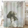 Elegant Vintage Bath Shower Curtain Cream Floral Victorian Woman Design Printed Polyester Waterproof Bathroom Liner With Hook Ri