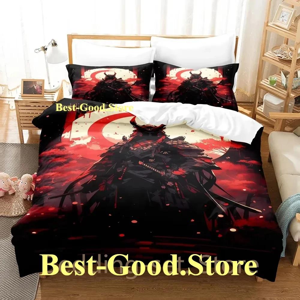 COOL Samurai Cat Bedding Set Duvet Cover Full Queen King Size Pillowcase Bed Printed Bed Set Aldult Kid Bedroom Single Twin