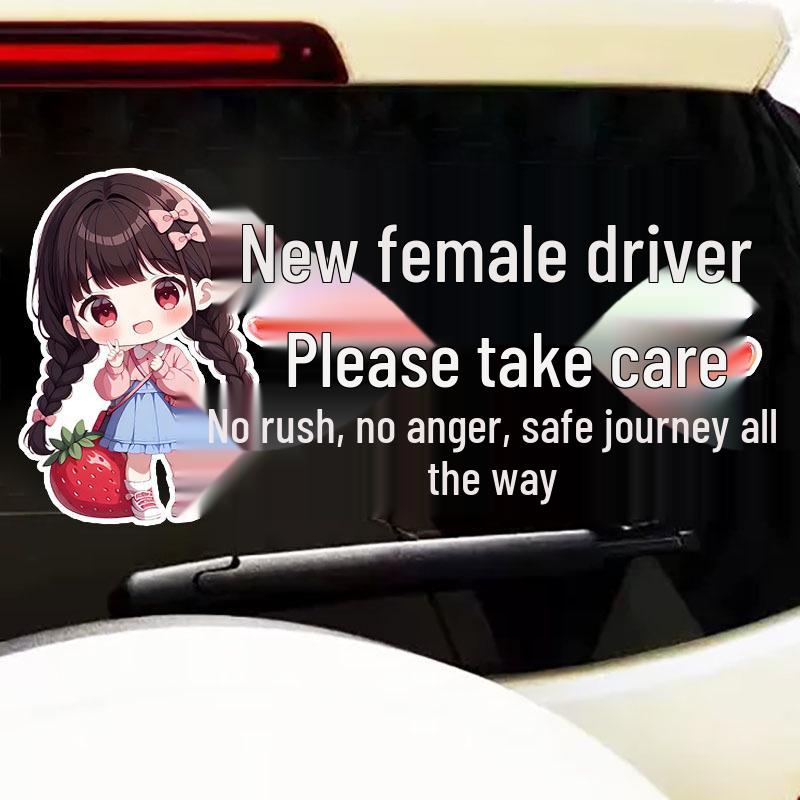New Female Driver Care Reminder - Cute Windshield Car Sticker