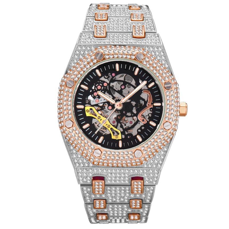 MISSFOX Watch, Popular In Europe and America, Full of Diamonds and Hollowed Out Mechanical Watches, Waterproof Luminous Stainless Steel Men's Watches