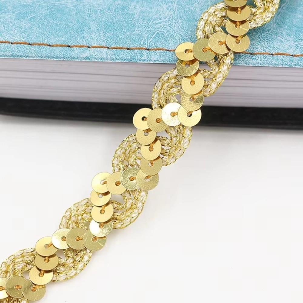 5 Yards Sequin Lace Braided Band 15MM Dress Wedding Tape Decor Ribbon Trim Sewing Clothes Stage