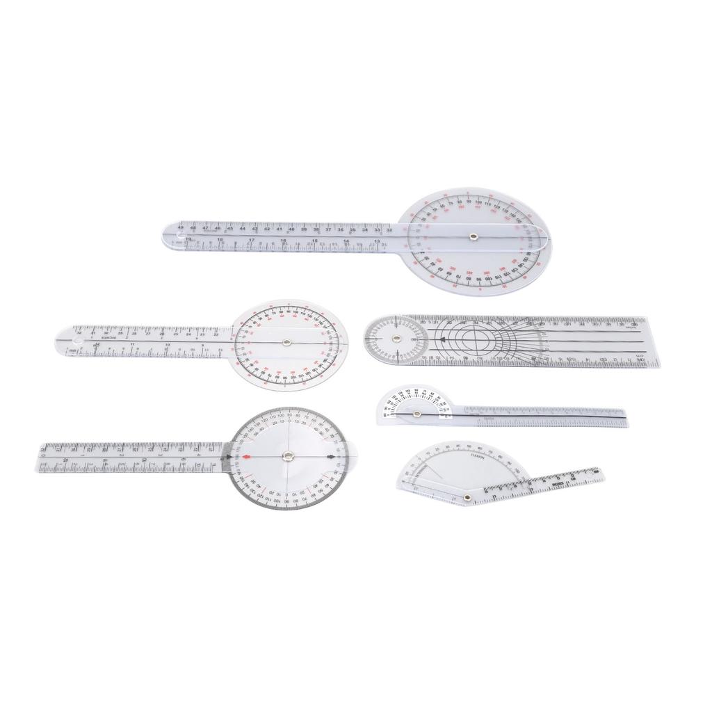6-teiliges medizinisches Goniometer-Set, 6, 8 und 10 Zoll, multifunktionales Gelenk-Goniometer-Set für Physiotherapeuten