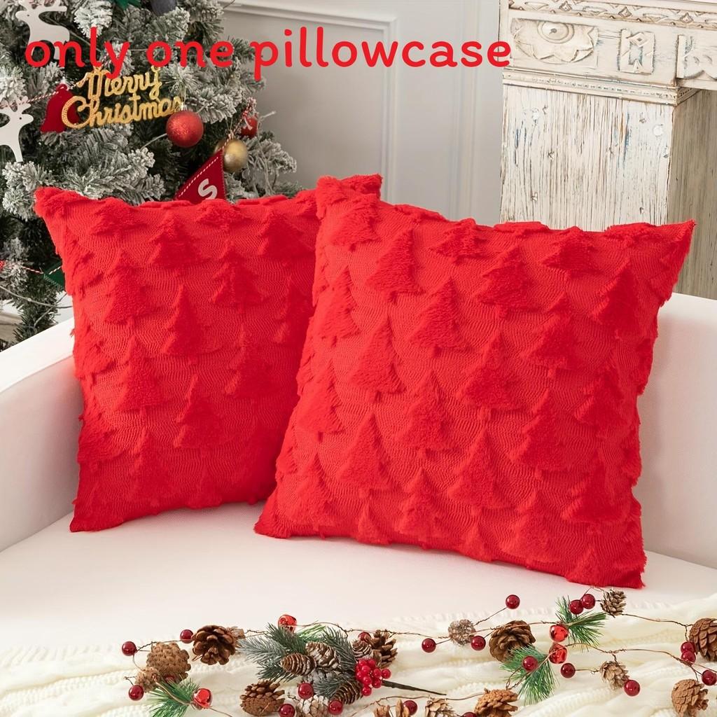 Christmas Tree Throw Pillow Cover With Plush Fabric For Living Room Decor