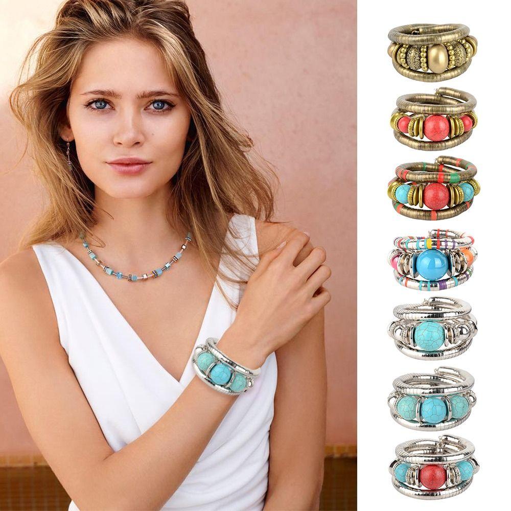 New Alloy Snake Bracelet Stacking Gold Color Multi Layer Bracelet Silver Color Punk Three Layer Bangle Jewelry Accessories