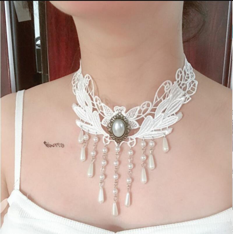 Gothic Punk Lace Choker Necklace For Women Teens Girls Rivet Heart  Collar Necklace Rock Fashion Jewelry Gifts Party  Necklace