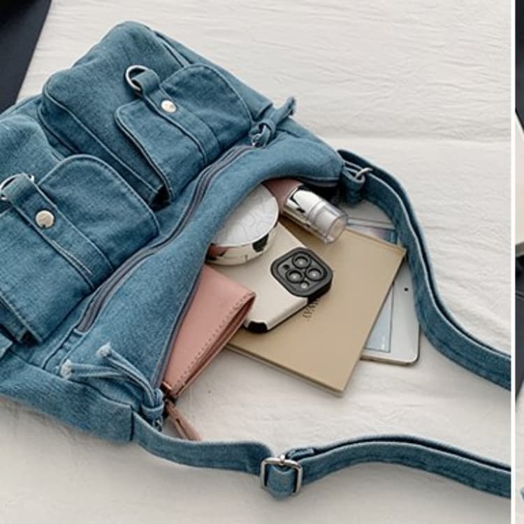 Bolso bandolera de mezclilla retro y antiguo para debajo del brazo, bandolera individual para mujer
