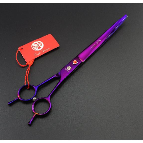 Purple Dragon 8 inch 3 in 1 Professional Pet Grooming Thinning Scissors - Upward Curved Shears and Dog Hair Cutting Scissor - Perfect for Pet Groomer