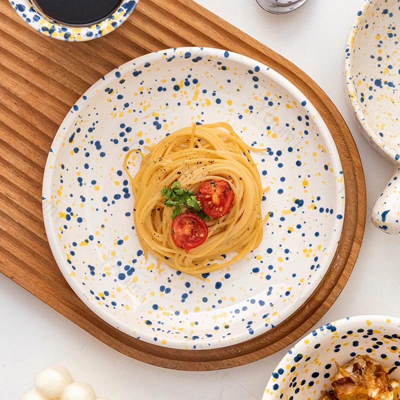 Creative Circular Featured Ceramic Plate Household Breakfast Sandwich Plates Restaurant Afternoon Tea Exquisite Dessert Plate