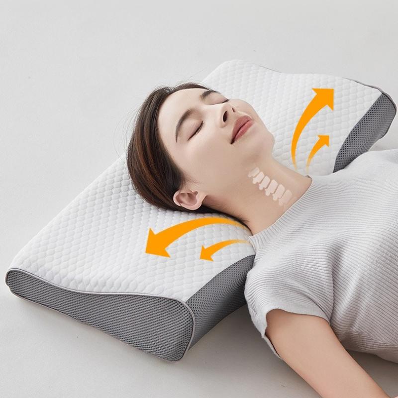 Mid Concave Butterfly Shaped Latex Cervical Pillow Double Support Neck Pillow Scientific Partition Traction Pillow Pillowcase Can Be Disassembled