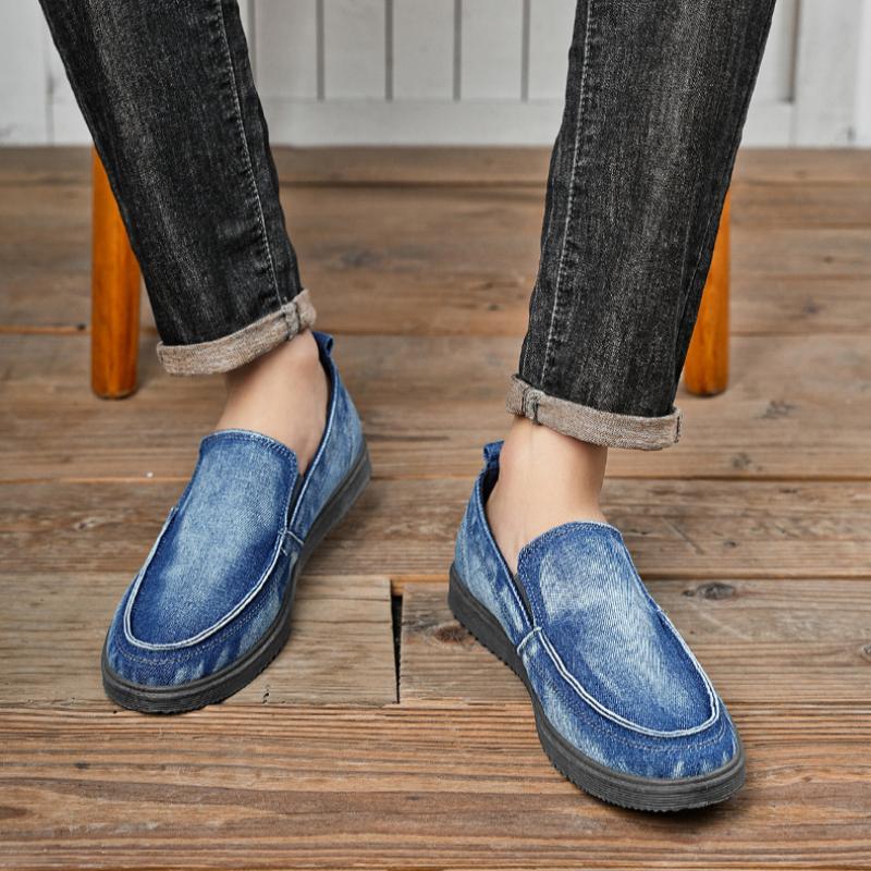 Summer Canvas Shoes Casual Men's Low-top Loafers Fashionable Denim Men's Shoes