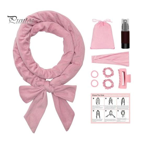 

Щипцы для завивки волос без нагрева, не повреждающие волосы, с резинками для волос, безопасные в использовании, набор для ухода за волосами розовый