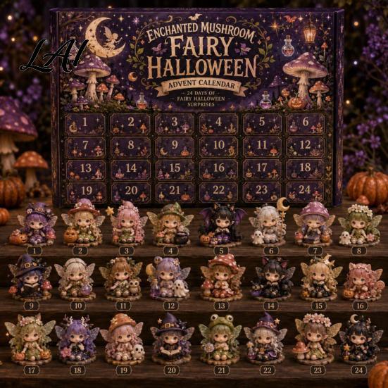 Calendario dell'Avvento di Halloween 2026 Conto alla Rovescia di 24 Giorni con Mini Figure Sorpresa Collezionabili Set di Giocattoli Fatati per Bambini Adulti Gadget per Feste da Tavolo