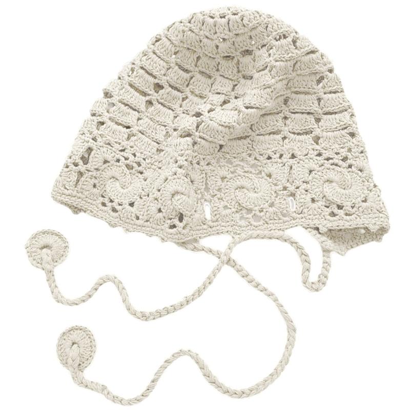 

Шапка-пуловер ручной работы, вязаная крючком шляпа-клош с ажурным узором для музыкального фестиваля, простая шапка-пуловер в стиле клош 1 бежевый