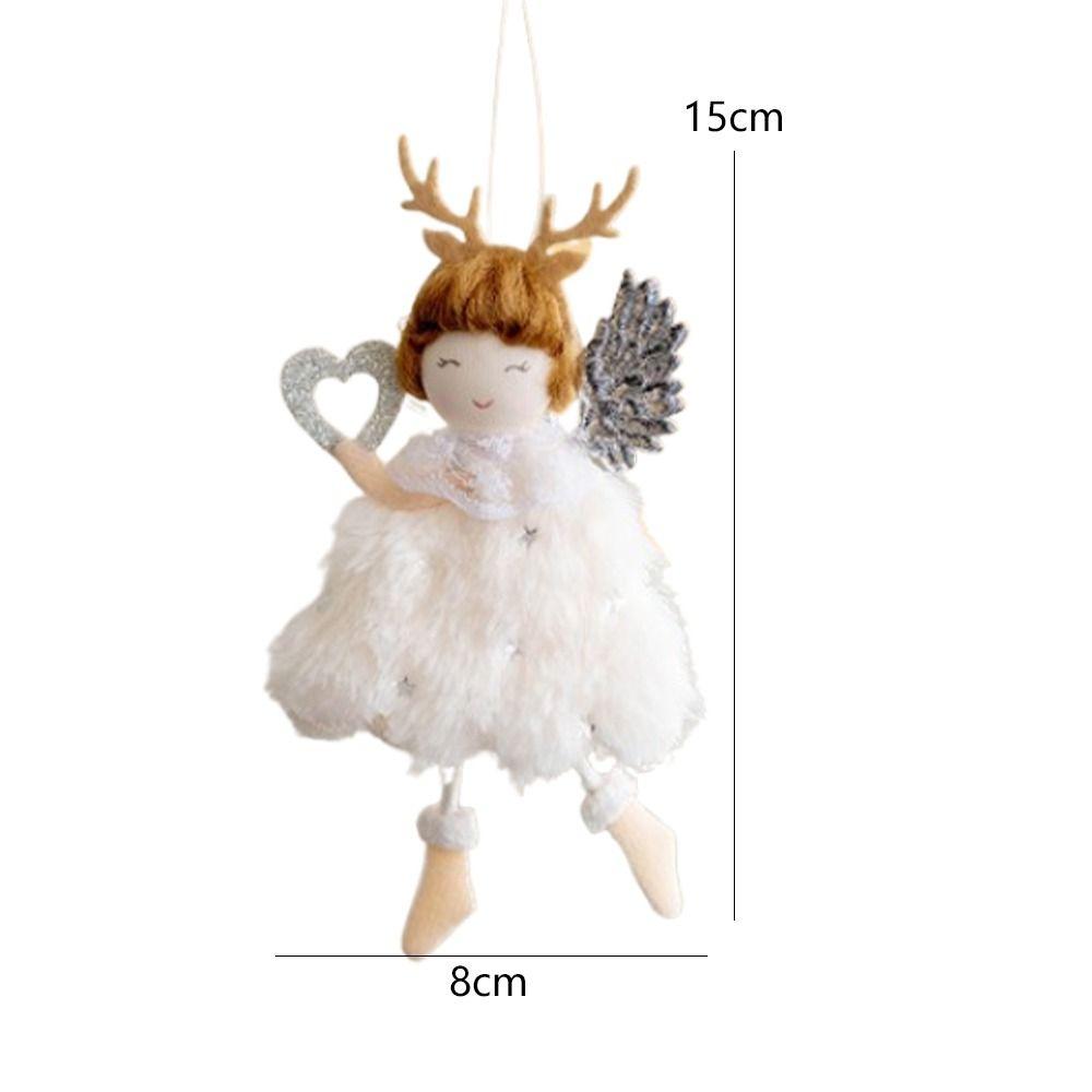 2pcs Soft Wings Angel Girl Pendant Plush Xmas Tree Hanging Decorations  Party Favors