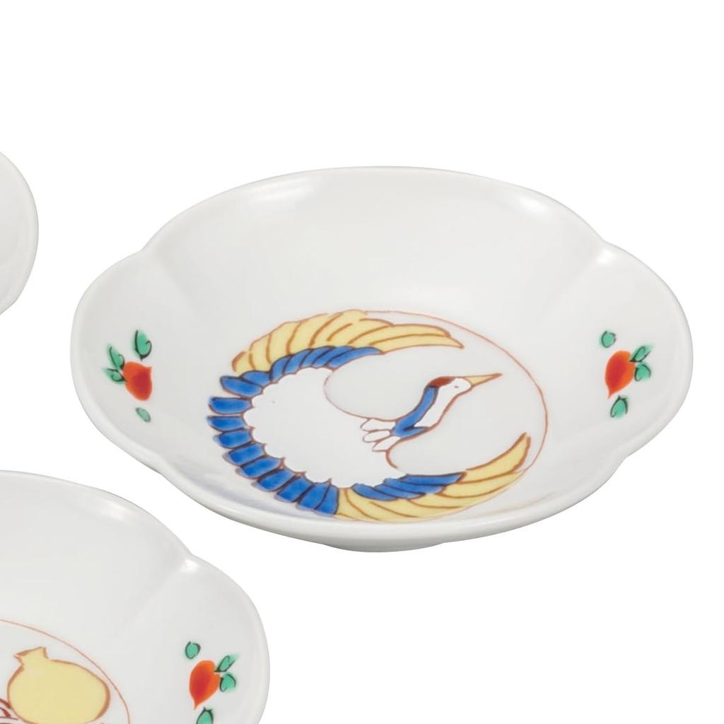 Kutani Ware "Iwataya" 3.5-inch Plates Set, Lucky Charm, K8-52