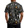 Men's Halloween Print Short Sleeve Henley Shirt Casual Button Up T-Shirt Lightweight Breathable Fabric for Everyday Wear