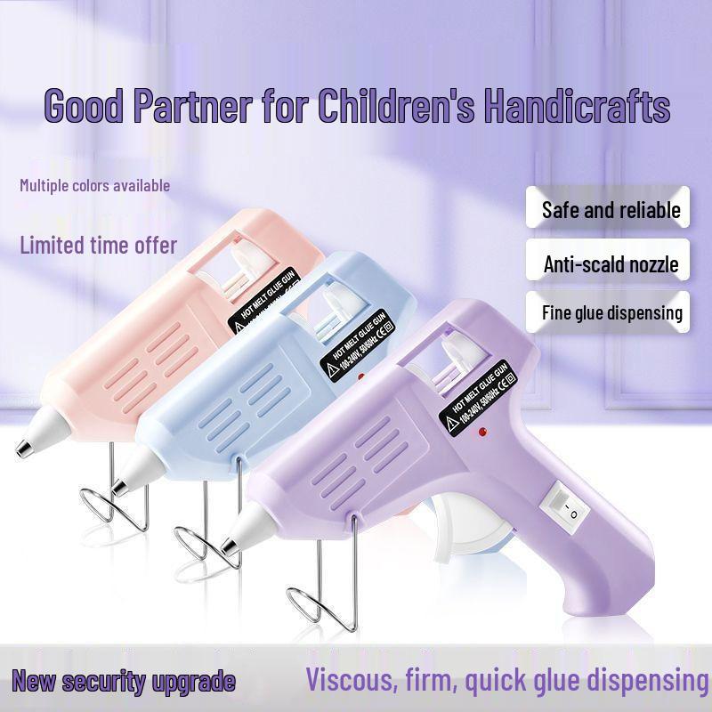 Child-Safe Electric Glue Gun with Anti-Scald Design for Home and Craft Use - Includes Quick-Melting 7mm Glue Sticks