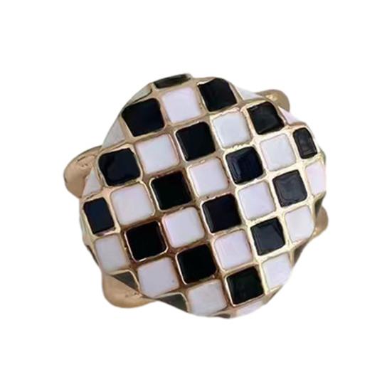 Schwarz Weiß Karomuster Schalring Damen Mädchen T-Shirt Krawattenclip Schal Seidenschals Ring Halter Schließe Schiebeschließe Bekleidungszubehör