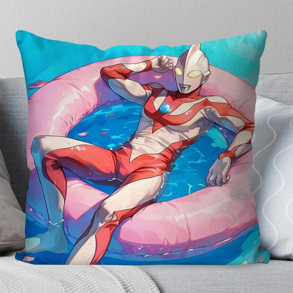 U-Ultraman Animated Hero Pillow Case Square Pillow Bedroom Sofa Leisure Comfort Cushion Car Living Room Home Decoration 40X40