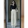 Pantaloni Eleganti da Donna a Vita Alta Drappeggiati Gamba Larga Stretta Gamba Dritta Lunghezza Pavimento Pantaloni Casual
