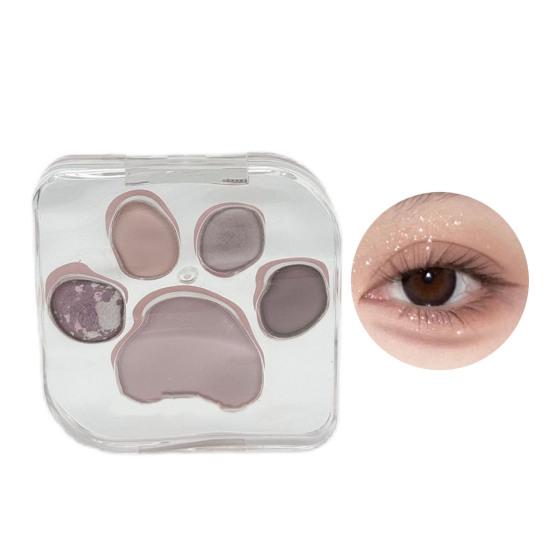 Lidschatten-Palette mit Katzenpfotenmotiv, 5 Farben, schimmernd, matt, natürlich, Nude, langlebig, wasserfest, hochpigmentiert, Lidschatten für Frauen, Augen-Make-up-Zubehör