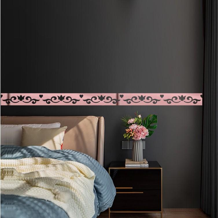 Self Adhesive Wallpaper Border, Acrylic 3D Mirror Effect Peel and Stick Wall Decor for TV Feature Wall, Living Room