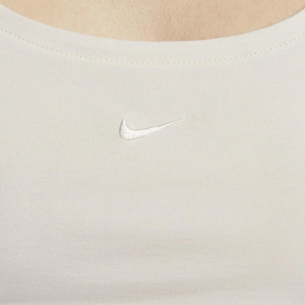 Nike Sportswear Chill Knit Casual Breathable Comfortable Fitted Short Sleeve T-Shirt Women Tops Light-Mineral-Brown Sail FZ7991-104