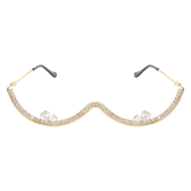 Stylish Metal Frame Glasses With Sparkling Rhinestones Costume Accessories Decoration For Cosplay And Parties