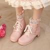 Short Boots Lace Belt Buckle Hollowed Out LO Lolita Shoes Student Dress  Short Boots and Ankle Boots