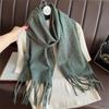 New Embossed Cashmere Women's Winter Scarf Warm Chunky Shawl Luxury Designer Tassels Pashmina Bufanda Lady Wrap Man Scarves