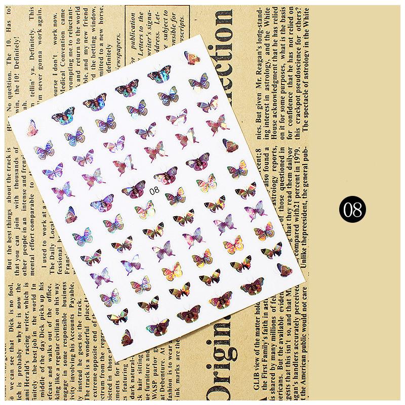 1pc 3D Nail Stickers Spring Summer Natural Flower Leaves Simulation Dried Flower Dragonfly Nail Applique Water Slides Decoration