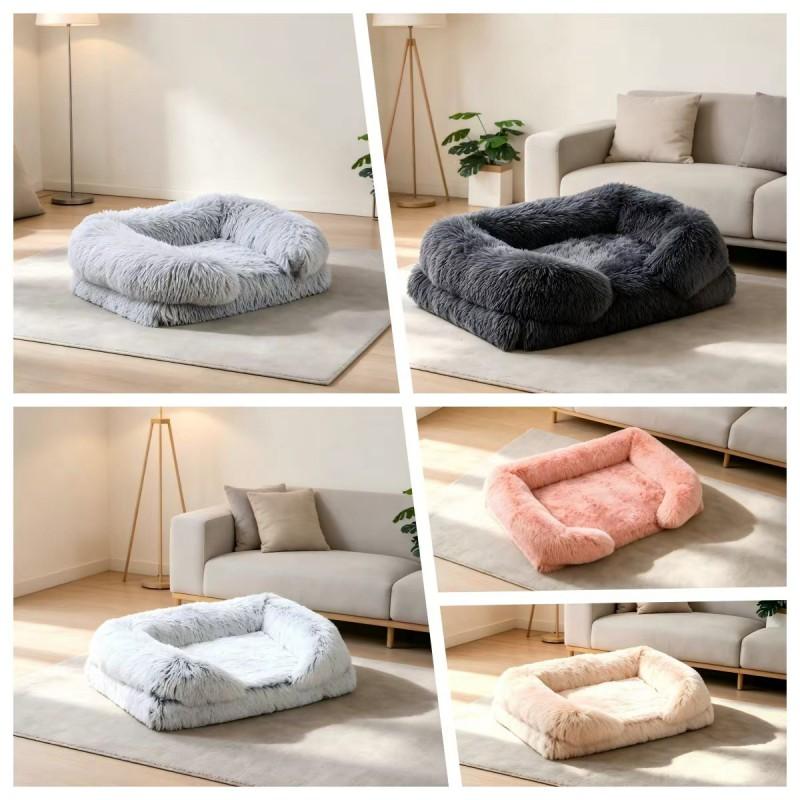 Washable Reversible Pet Bed Mat Dogs Double-Layer Thick Plush Cushion All-Season Indoor Use