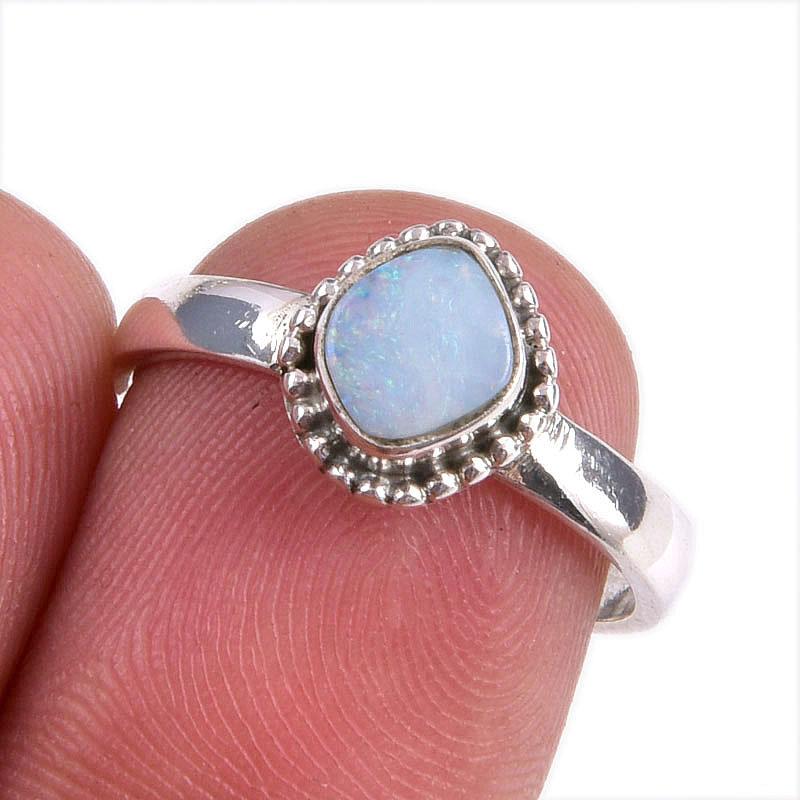 

Кольцо из стерлингового серебра 925 пробы с натуральным австралийским опалом S.7 e2G67