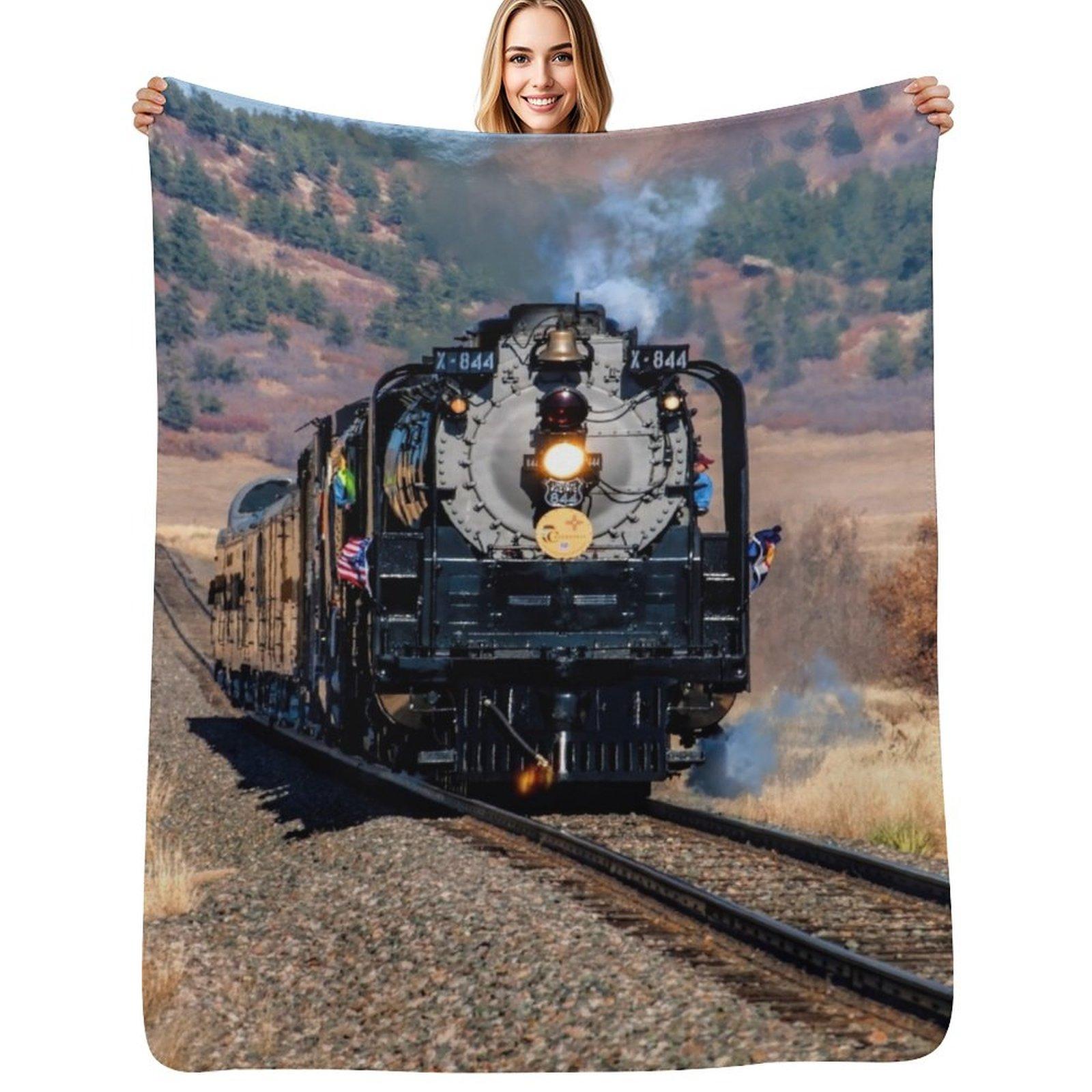 Union Pacific 844 Throw Blanket Cozy Throw Blanket for Bed Sofa Chair Size: 75*100cm, Weight: 230 GSM
