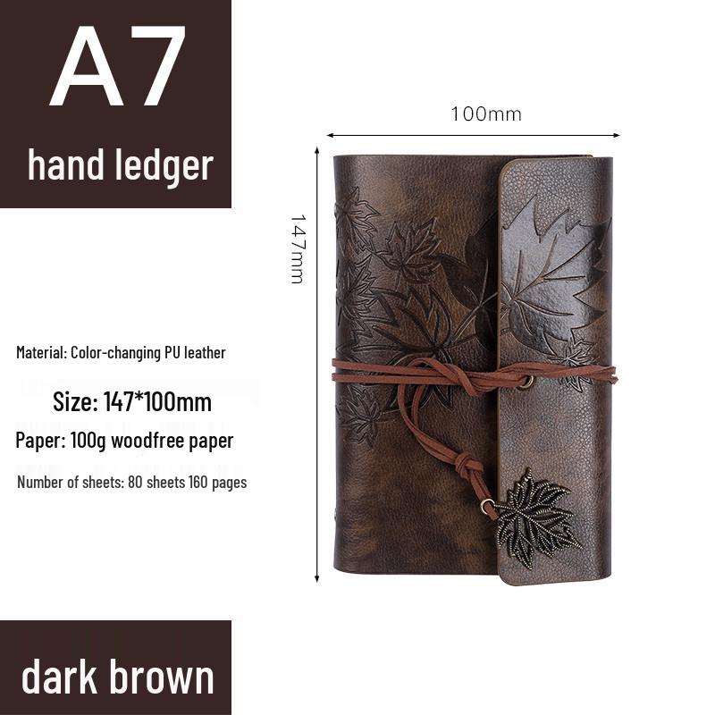 Retro Ribbon Tie Tri-fold Loose-leaf Notebook - Student Travel Notepad & Stamp Book