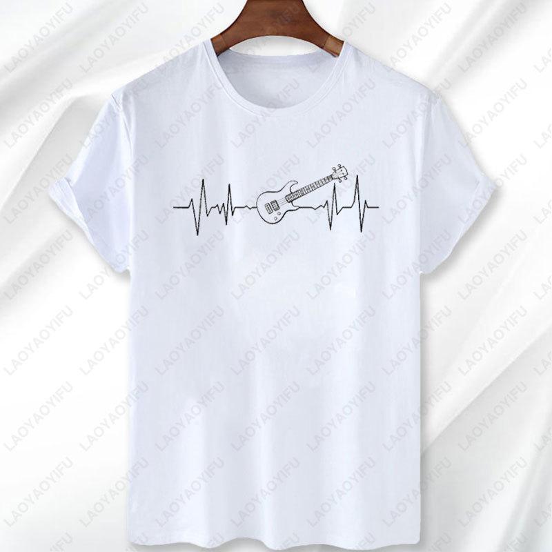 Gitara basowa Bicie serca Basista Muzyk Muzyka Koszulka Prosta Codzienna Pasująca do wszystkiego Unisex Koszulki Modalowe Mężczyźni Kobiety Zabawne Urocze Letnie Topki