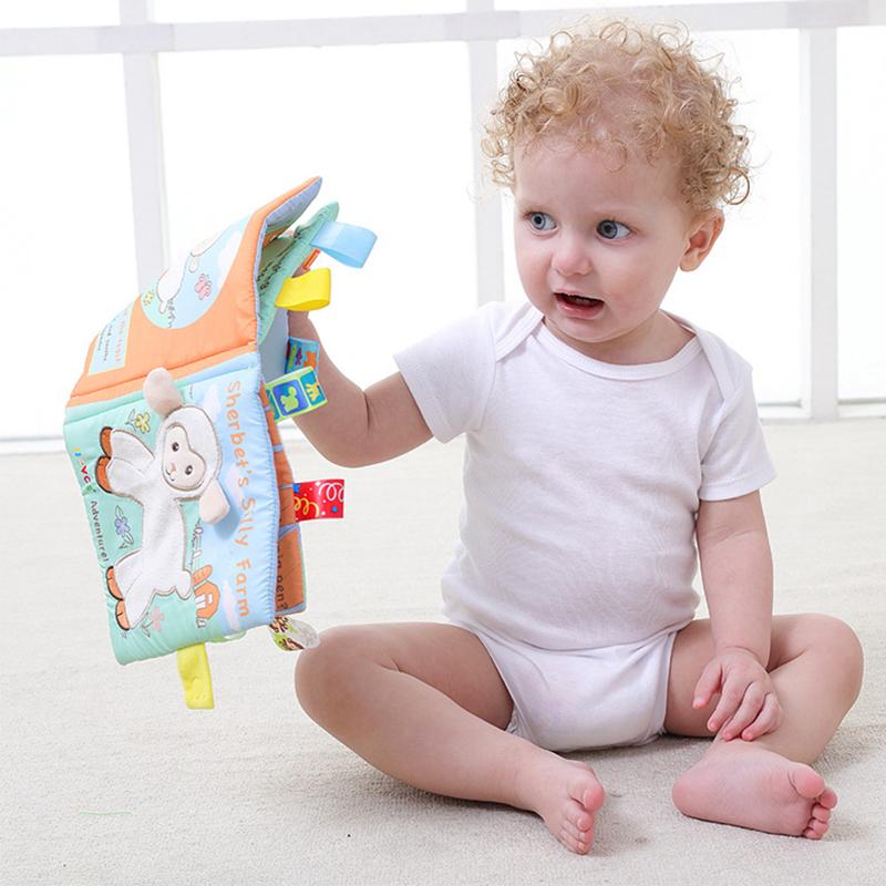 Non-Toxic Animal Style Monkey/Owl/Dog Newborn Baby Toys Learning Educational Kids Cloth Books Cute Infant Baby Fabric Book Ratteles Toy